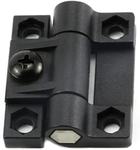 Adjustable Torque Hinge Set For Doors And Cabinets 43mm By 36mm Black Plastic With Four Countersunk Holes