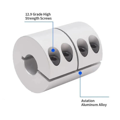 Beefy Rigid Clamp On Shaft Coupling, 20 mm Diameter, 25 mm Length, Aluminum Motor Shaft Connector With 5 mm To 9.525 mm Bore