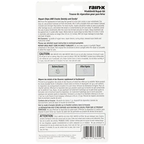 Back of Windshield Repair Kit From Rain X for Chips Cracks Bulls Eyes Stars And Laminated Glass With Advanced Resin Formula