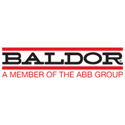 Baldor logo with "A Member of the ABB Group" tagline, associated with 0.75 HP AC electric motor 1725 RPM 3-Phase 60 Hz 56C TEFC F1 foot mount
