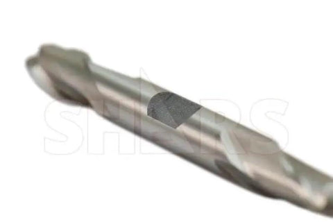 Side view of 3/4 Inch HSS 2 Flute Ball Nose End Mill Double End For DIY CNC Machining, Regular Length Weldon Shank, Shars Tool 404-5988.