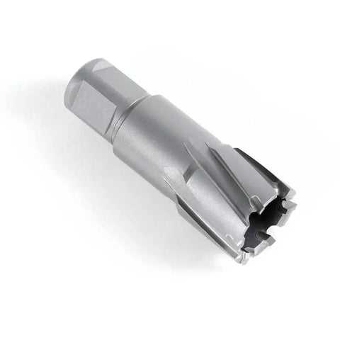 Heavy Duty Carbide TCT Annular Cutter Set For Magnetic Drill Press 13 Piece With Weldon Shank And One And Three Eighths Inch Cutting Depth Includes Pilot Pins Diameters From Half Inch To One And One Eighth Inch Boss Grade OSCARBIDE - Single Cutter Front View
