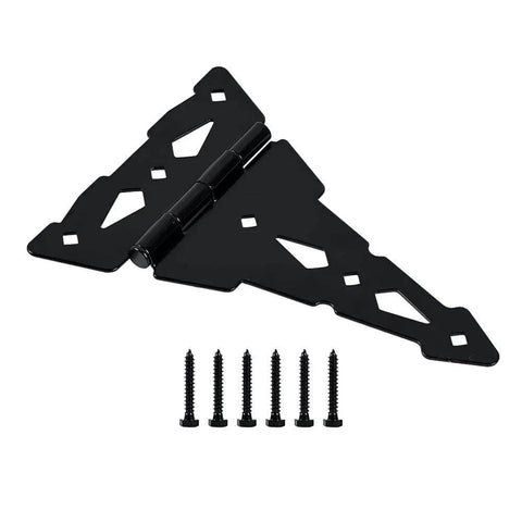 8 Inch Heavy Duty Decorative T Hinge for Sheds Gates and Barn Doors with Included Screws Black Finish 4 Pack Durable Steel Construction
