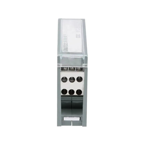 One In Six Out DIN Rail Terminal Block 690V Distribution Connector with flame resistant shell, brass conductor, clear cover
