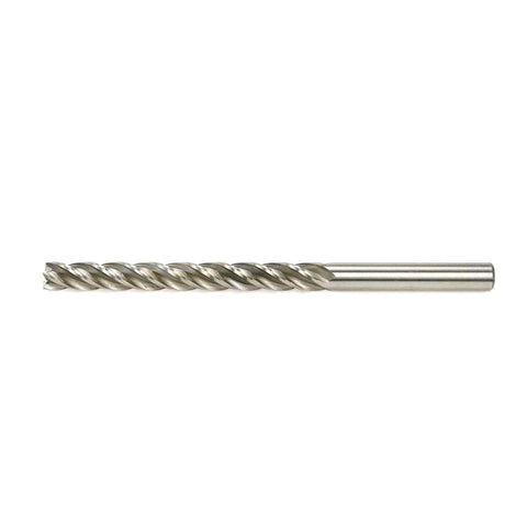Five Sixteenth Inch End Mill Cutter With Extra Long Straight Shank For Metalworking Four Flute Heavy Duty High Speed Steel End Mill Bit Pro Grade 70mm Flute Length Five Sixteenth Inch Cutting Diameter Eight Millimeter Shank By Rannb, shown in side view