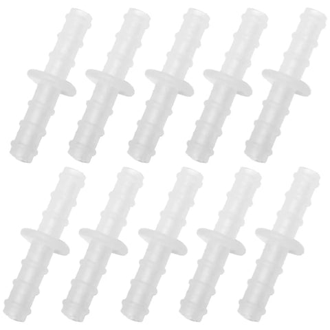 Oxygen tubing straight connectors, 10-pack, white plastic
