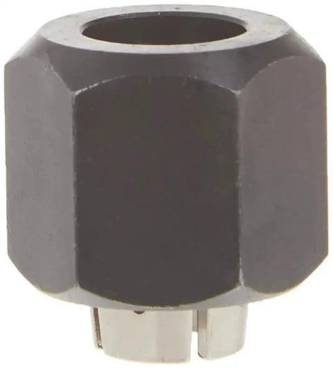 Self-Releasing One Quarter Inch Collet Chuck PR114 for palm routers, showing one-piece collet and nut assembly in black