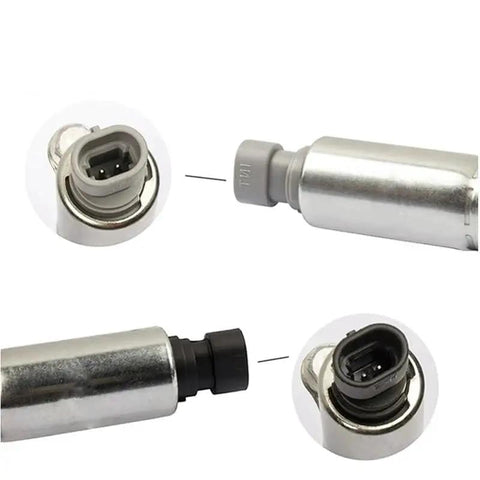 Vvt Solenoid Intake And Exhaust Camshaft Position Actuator Valve Kit For Chevy Equinox Malibu Cobalt Hhr GMC Terrain Buick Pontiac 2.0L 2.2L 2.4L Replaces 12655421 12655420 Fixes P0010 P0011 P0013 P0014 And Restores Smooth Idle And Better Fuel Economy showing connector ends