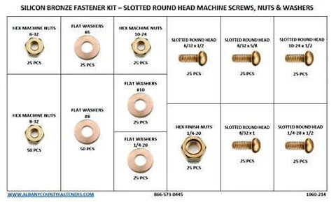 Image of Silicon Bronze Electrical Screw Kit With Nuts And Washers And Insulated Screwdriver 377 Pieces showing organized compartments.