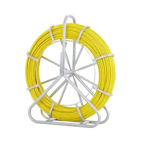 Fiberglass Fish Tape 425 Foot Long Quarter Inch With Pro Grade Durable Stand Non Conductive Wire Cable Running Rodder