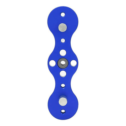 Top view of Pro Grade Dowel Drill Guide Jig For Woodworking With Aluminum Alloy Construction And Cr12 Steel Bushings, 140mm Blue