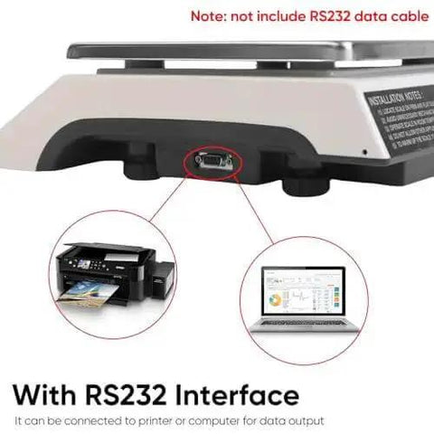 High Precision 30kg Digital Counting Scale With RS232 Port, showing interface for computer or printer connectivity