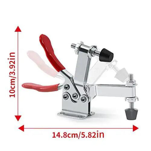 Heavy Duty 5 Pack Hold Down Toggle Clamps With Quick Release, 200 Lb Holding Capacity, Antislip Red Vinyl Handles, CNC Clamps