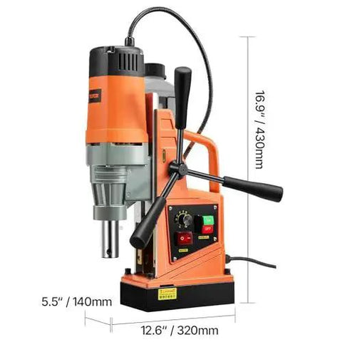 Powerful Magnetic Drill Press For Heavy Metal Drilling With 1550W Copper Motor 2922 Lbf Electromagnet, front view