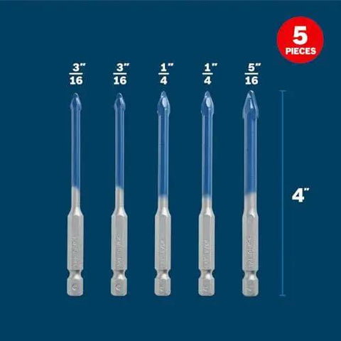 Porcelain Tile Drill Bit Set 5 Piece For Ceramic Marble And Granite Tiles With Carbide Tips Optimized For Hard Materials Bosch