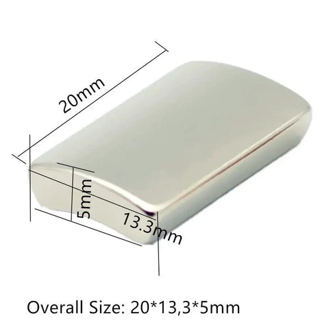 NdFeB magnet block, silver metal finish, 20x13.3x5 mm