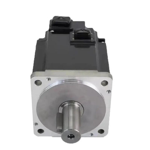 Servo motor with integrated brake, model 1FL6090-1AC61-0LA1; front view shows black housing and silver shaft.