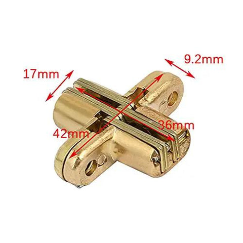 2Pcs Gold Cross Hinges Zinc Alloy Hidden Concealed Gate Hinges For Folding Doors Windows Cabinets And Furniture