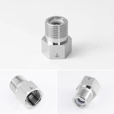 Hooshing stainless steel check valve, 1/2 inch male to 1/2 inch female threaded, one-way non-return with arrow