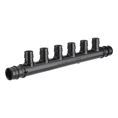 Pack of 2 EFIELD PEX manifold, 6 outlets, PPSU, 3/4" trunk, 1/2" ports
