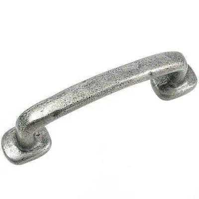 3 Inch Riverstone Cabinet Pull in Distressed Pewter and Antique Copper Finishes, shown in a durable large design with mounting hardware.