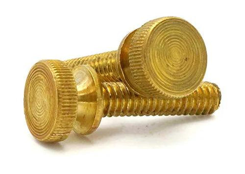 Knurled Head Thumb Screws Solid Brass 8-32 Thread Three Eighths Inch Long Right Hand Gold Finish DIY Ready Gear Pack Of 25