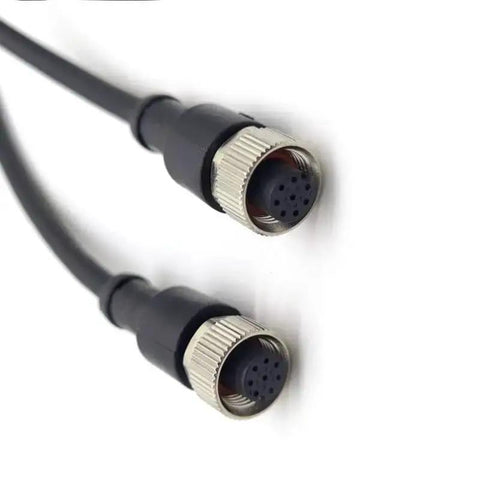 M12 8 Pin Double Female Connector Cable A Code Straight Circular Molded Cable IP67 Waterproof Unshielded PVC 1m