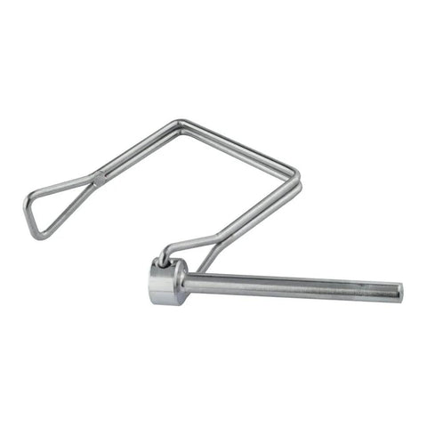 10 Pieces One Quarter Inch Wire Lock Pins Four Inch Long Stainless Steel 316 Beefy Heavy Duty Trailer Hitch Locking Pins For Farm Trailers Tractors Wagons Lawn And Garden Use, close-up view.