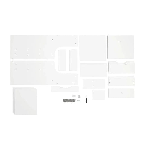 Assembly components for Vertical Bedside Cabinet With Three Drawers And Open Storage Shelf Nightstand End Table For Bedroom White