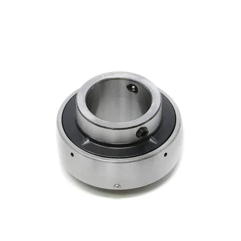 Insert Bearing UC209 26 with one and five eighths inch bore, spherical outer diameter, showing set screws and lubrication hole.