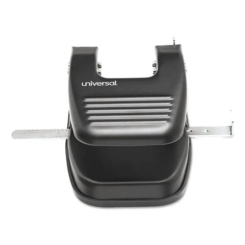 Black Two-Hole Paper Punch for 30 Sheets, 9/32 Inch Holes, shown from top view, ideal office tool with clean perforations.