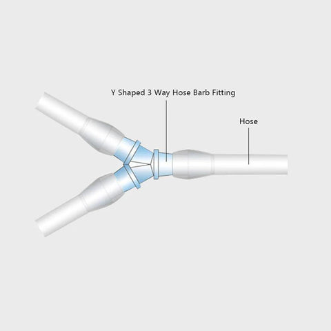 Y-shaped 3-way hose barb fitting, plastic, 1/2" size; tubing joint, pack of 4