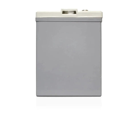 Front view of XP Series 12V 2500 Amp AGM Supplemental Battery With M6 Terminal Bolt showing grey casing and top terminals