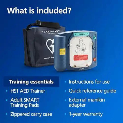 Image showing HeartStart AED Defibrillator Training Kit With Zippered Carry Case For Home And OnSite Practice, including accessories.