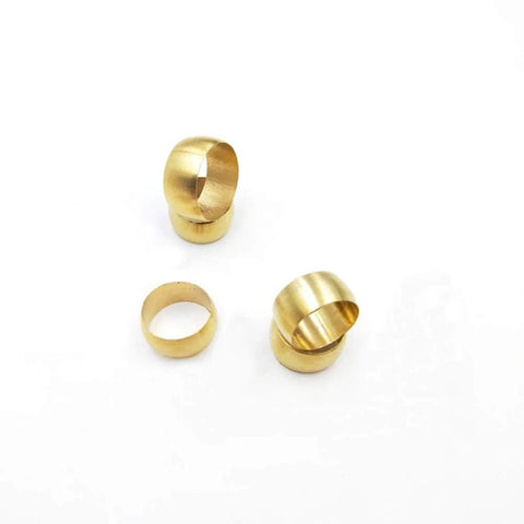 Beduan brass compression sleeves for 3/8 in tube OD; three gold ferrules.