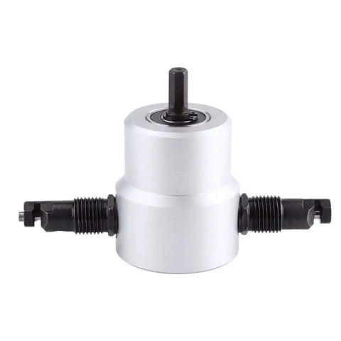 Power Drill Nibbler Attachment For Metal Sheets With Double Head And 360 Degree Adjustable Operation Ergonomic Handle Wrench Included