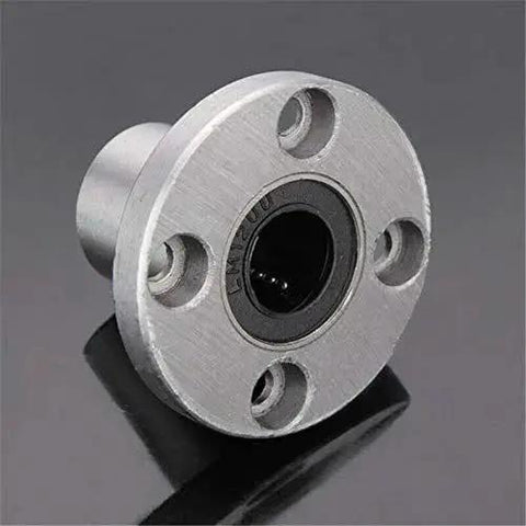 Flange Bearing Linear Ball Bearing LMF6UU Shaft Bushing for CNC Machines and 3D Printers, metal round flange top view.