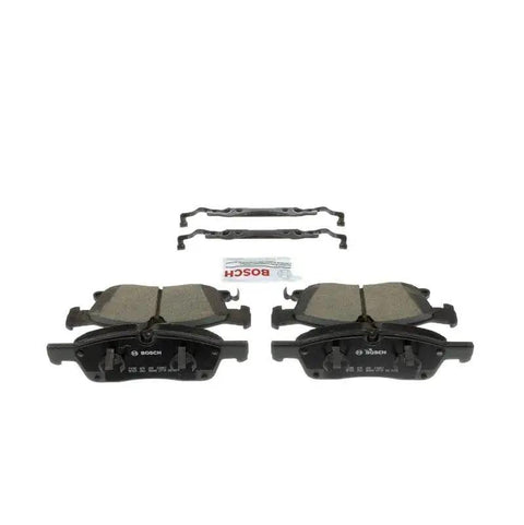 Bosch QuietCast ceramic front brake pad set with 2 pads and mounting hardware