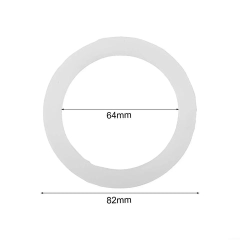 3 Silicone Gaskets and 1 Aluminum Mesh Filter for Moka Pot Replacement Set, showing dimensions of a silicone gasket for 2 to 12 cup espresso makers.