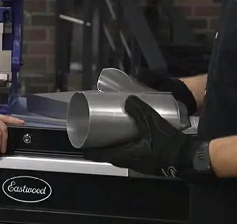 Person using 30 Inch Sheet Metal Shear Brake And Slip Roll Combo For One Person Operation In A Space Saving Compact Design Works On 20