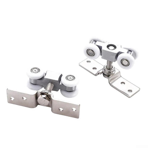 Slick Four Wheel Metal Sliding Track Pocket Door Roller Kit with hanger ball bearing pulleys featuring mute design for quiet operation.