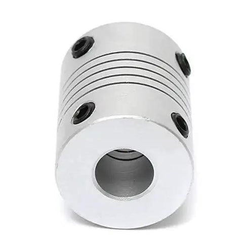 Close-up of Flexible Aluminum Shaft Couplers For Stepper Motors 8Mm To 10Mm Bore DIY Friendly For CNC And 3D Printer Encoder