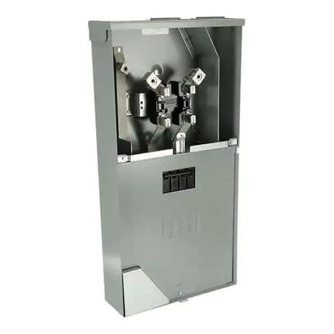 TSM420CSCUP 200A Meter Load Center Outdoor Socket with Combination Main Breaker, front view of open panel