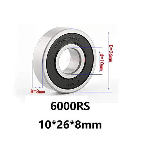 10 Pack 6000-2RS ABEC-5 Deep Groove Ball Bearings Rubber Shielded 0.39 In x 1 In x 0.31 In, shown with dimensions