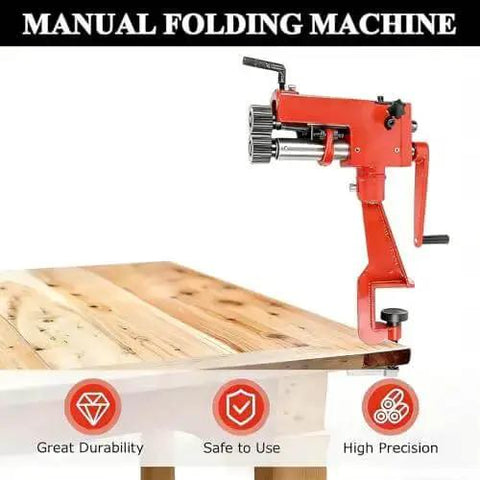 7 Inch Manual Sheet Metal Bead Roller With 6 Die Sets For Edge Beading And Swaging In 22 Gauge clamped to table