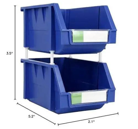 Blue Heavy Duty Thermoplastic Storage Bin Organizer Built To Last, Stackable and Hangable with Side Connect, 3.5x5.2x2.1 inches