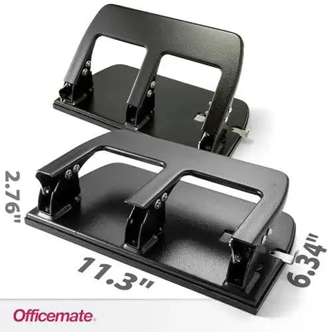3 Hole Punch for Home Office, Medium Duty, 30 Sheet Capacity, with durable metal base and soft grip handles, black