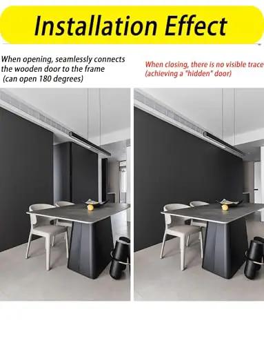 Installation effect of 3 Pack Adjustable 180 Degree Silent Concealed Hinges in Black for wooden folding and invisible doors