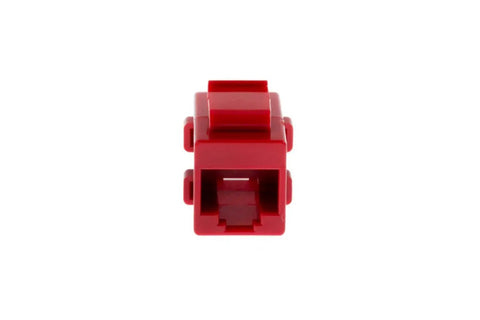 Front view of red Cat6 RJ45 Inline Coupler Female To Female Keystone Jack Red Gold Plated