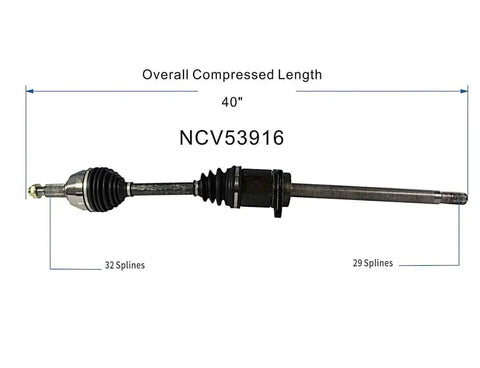 Front CV Axle Left And Right For 2009 2010 2011 2012 2013 2014 Nissan Maxima 3.5L V6 S SV Base Sedan Front Driver And Passenger Side Joint Shaft Assembly, showing NCV53916 dimensions.
